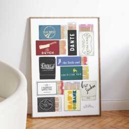 Nyc Match Box Wall Art, Matchbook West Village Matches Art Print, New York City Resatuarnt Gallery Living Room Decor - thumbnail 2