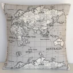 Fryetts Atlas Map Cushion Covers Grey Black White, 16 - thumbnail 2