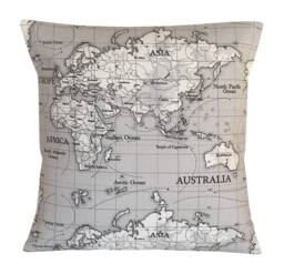 Fryetts Atlas Map Cushion Covers Grey Black White, 16 - thumbnail 1