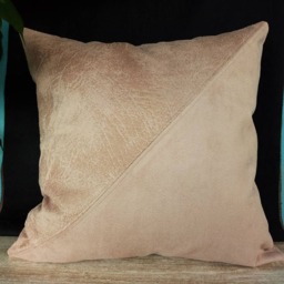 Fast Shipping/Powder Pink Vegan Leather Fabric Pillow Cover-Diagonal Triangle Design/Scandinavian Home Decor/Housewarming Gift -1Pcs - thumbnail 3