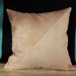 Fast Shipping/Powder Pink Vegan Leather Fabric Pillow Cover-Diagonal Triangle Design/Scandinavian Home Decor/Housewarming Gift -1Pcs - thumbnail 2