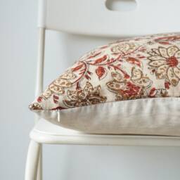 "Block Print Pillow Cover Floral Batik, Ethnic Indian Design - 20"" X 20" - thumbnail 3