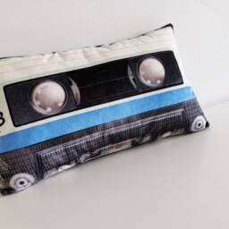 Retro Cassette Tape Pillow Funny Velvet Party Decor Cushion - thumbnail 3