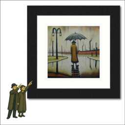 Beautiful British Day, Man in The Rain Gicl??e Art Print Square. Image Style Of Ls Lowry. Available Mounted/Framed Or Unframed - thumbnail 1