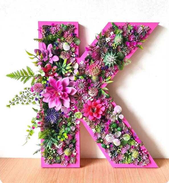 Faux Succulent Wall Letter Plant Decor Sign - Up To 12 - image 1