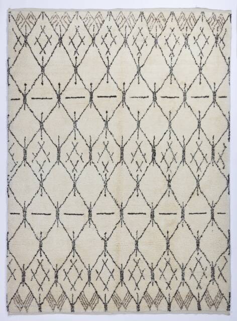 Handmade Beige Moroccan Berber Rug Mid-Century Modern Atlas Design - image 1