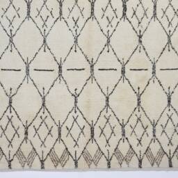 Handmade Beige Moroccan Berber Rug Mid-Century Modern Atlas Design - thumbnail 2