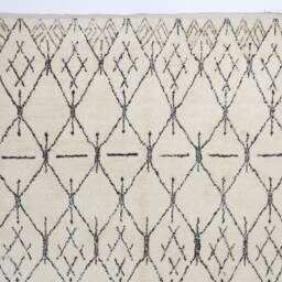 Handmade Beige Moroccan Berber Rug Mid-Century Modern Atlas Design - thumbnail 3
