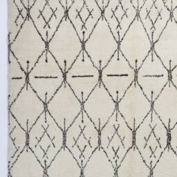 Handmade Beige Moroccan Berber Rug Mid-Century Modern Atlas Design - thumbnail 4