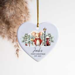Personalised Baby's First Christmas Ornament 2025 - Mouse in Red Coat, Keepsake For Grandson, Granddaughter - thumbnail 2