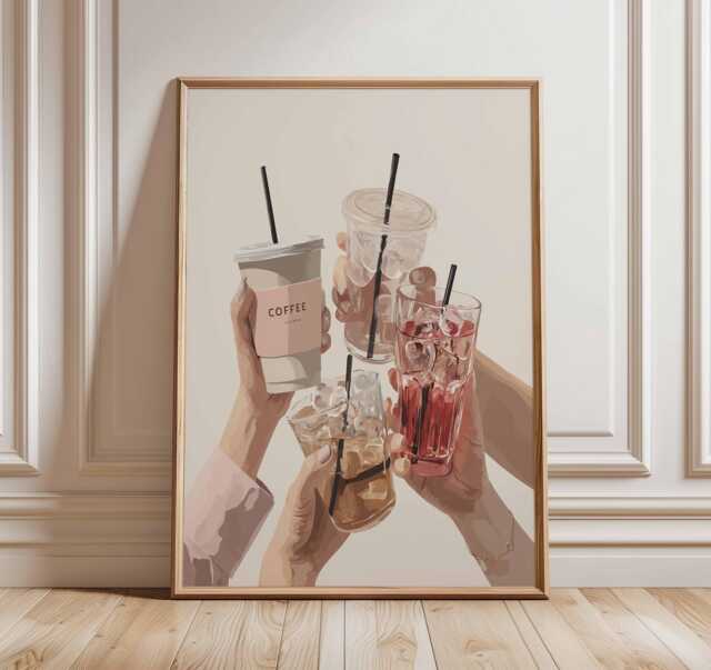 Coffee Wall Art Poster, Modern Kitchen Print, Iced Drink Artwork, Cafe Bar Decor, Minimalist Lover Gift, Beverage Poster - image 1