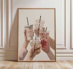 Coffee Wall Art Poster, Modern Kitchen Print, Iced Drink Artwork, Cafe Bar Decor, Minimalist Lover Gift, Beverage Poster - thumbnail 1
