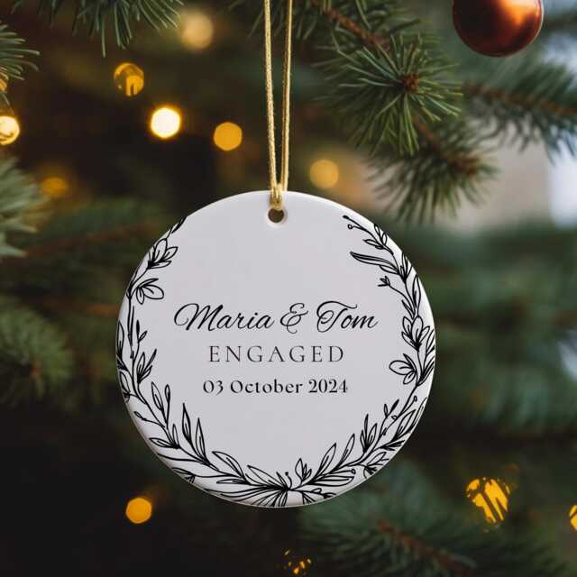 Personalized Engagement Ornament Ceramic Keepsake, First Christmas - image 1