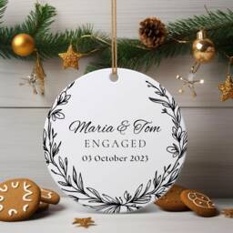 Personalized Engagement Ornament Ceramic Keepsake, First Christmas - thumbnail 2