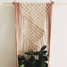 Macrame Light Pink Plant Hanger - thumbnail 2