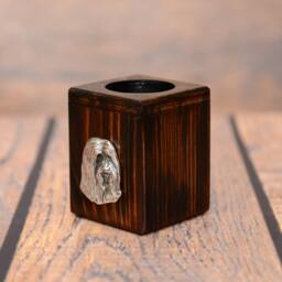 Bearded Collie - Wooden Candlestick With Dog, Souvenir, Decoration, Limited Edition, Collection - thumbnail 2