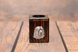 Bearded Collie - Wooden Candlestick With Dog, Souvenir, Decoration, Limited Edition, Collection - thumbnail 1