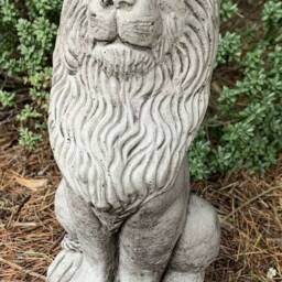 stone Garden Tall Sitting Proud Lion Ornament - thumbnail 2