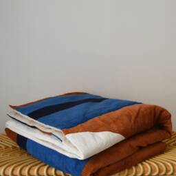 Bed Throw 145x190cm - Handmade in France Corduroy & Cotton - thumbnail 3