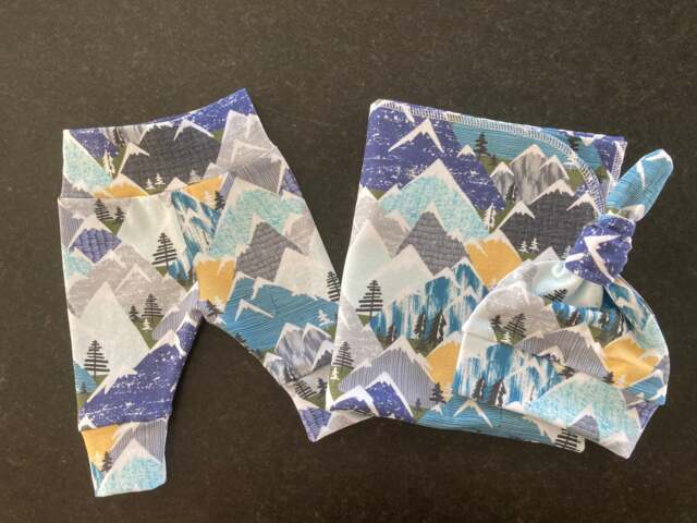 Mountains Swaddle Blanket & Newborn Hat Set. Leggings. Gender Neutral Take Home Baby Shower Gift. Photo Prop - image 1