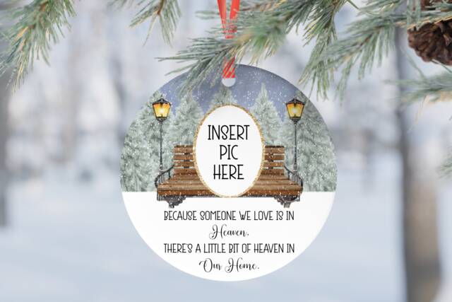 Memory in Heaven Christmas Personalised Photo Dad Mum Son Daughter Gift Present Keepsake Novelty Bauble Tree Xmas