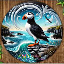Puffin Sign, Plaque, Gift, Garden Wall Art, Garden Decorations, Puffin Bathroom Decor - thumbnail 2
