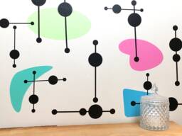Mid Century Modern Wall Decals Retro Atomic Shapes, Kids Room Decor - thumbnail 1