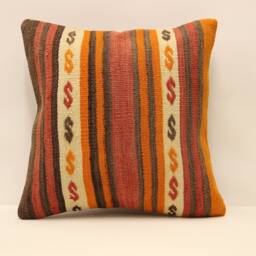 Throw Pillow 16x16 Turkish Textile Cover Home Living Design Boho Vintage Rustic Throw Covers Old Cushion 4Kf-381 - thumbnail 1