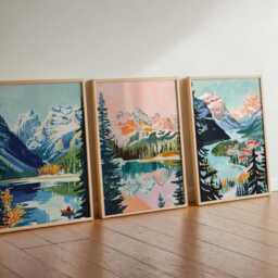 Set Of 3 Banff Canada Posters, Travel Posters Set, Prints, Canadian Wall Art, National Park Decor, Mountain Print - thumbnail 2