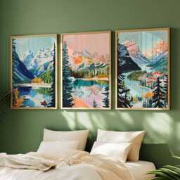 Set Of 3 Banff Canada Posters, Travel Posters Set, Prints, Canadian Wall Art, National Park Decor, Mountain Print - thumbnail 3