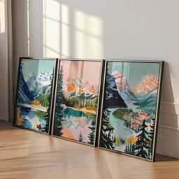 Set Of 3 Banff Canada Posters, Travel Posters Set, Prints, Canadian Wall Art, National Park Decor, Mountain Print - thumbnail 4
