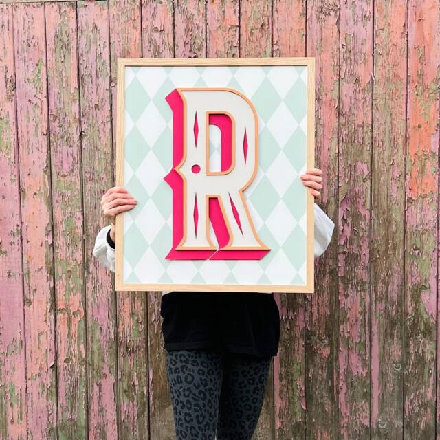 Wooden Harlequin Initial Sign - image 1
