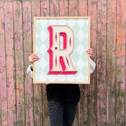 Wooden Harlequin Initial Sign - thumbnail 1