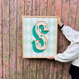 Wooden Harlequin Initial Sign - thumbnail 3
