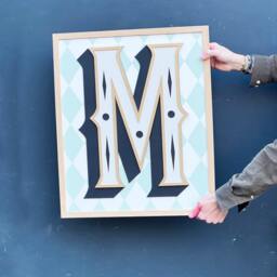 Wooden Harlequin Initial Sign - thumbnail 2