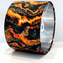 Handmade By Order Black & Orange Wave Lava Patrol Paint Art Patten Drum Lamp Shade Pendant Light All Shapes Sizes Available - thumbnail 3
