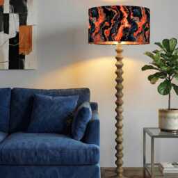 Handmade By Order Black & Orange Wave Lava Patrol Paint Art Patten Drum Lamp Shade Pendant Light All Shapes Sizes Available - thumbnail 2