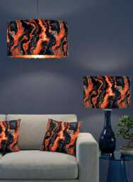 Handmade By Order Black & Orange Wave Lava Patrol Paint Art Patten Drum Lamp Shade Pendant Light All Shapes Sizes Available