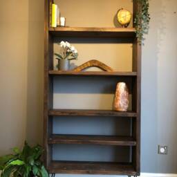 Industrial Reclaimed Bookcase With Black Hairpin Legs - Living Room Furniture Custom Size Scaffold Board Rustic - thumbnail 3