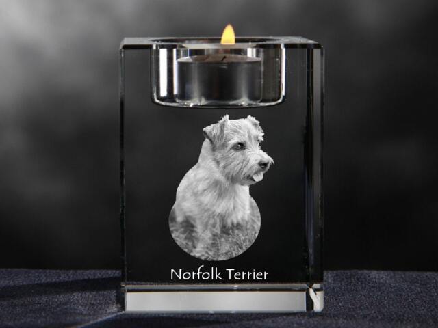 Norfolk Terrier, Crystal Candlestick With Dog, Souvenir, Decoration, Limited Edition, Collection - image 1