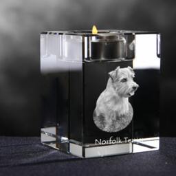 Norfolk Terrier, Crystal Candlestick With Dog, Souvenir, Decoration, Limited Edition, Collection - thumbnail 2