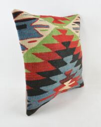 "Kilim Pillow, Wool Kilim Cousin From Anatolia, 40x40 cm, 16""x16" - thumbnail 2