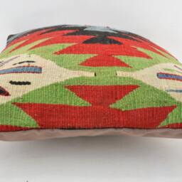 "Kilim Pillow, Wool Kilim Cousin From Anatolia, 40x40 cm, 16""x16" - thumbnail 3