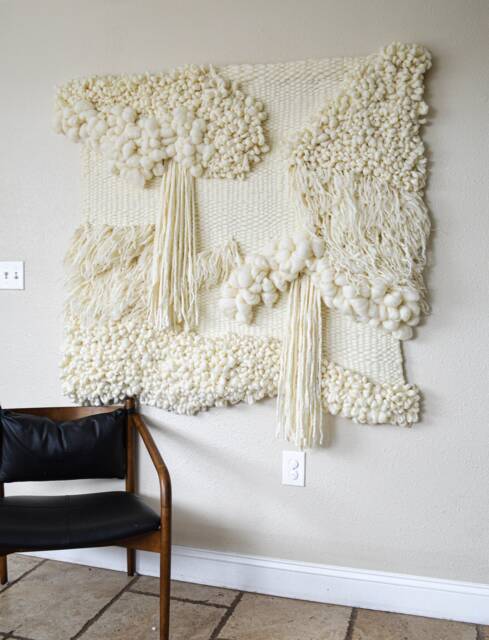White Merino Wool Macram?? Wall Hanging - Modern Fiber Art Tapestry - image 1