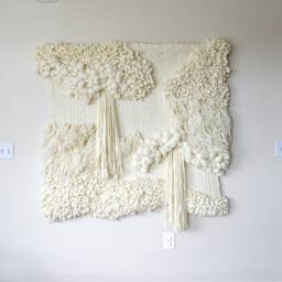 White Merino Wool Macram?? Wall Hanging - Modern Fiber Art Tapestry - thumbnail 3