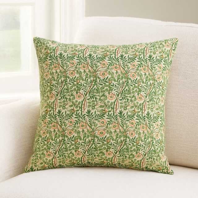 William Morris Sweet Briar Cushion Cream Floral Pillow Cover, 100% Cotton, Various Sizes, Double-Sided - image 1