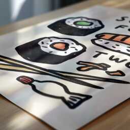 Sushi For Two Wall Print - Food Lovers Poster Sashimi Lover Gift Idea Kitchen Art Chef Ideas Trendy Aesthetic - thumbnail 2