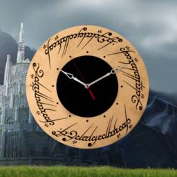 Elvish Inscription Wall Clock - 14 Inch Fantasy Wooden Medieval Style Decor
