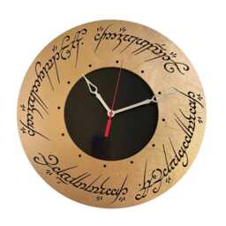 Elvish Inscription Wall Clock - 14 Inch Fantasy Wooden Medieval Style Decor - thumbnail 2