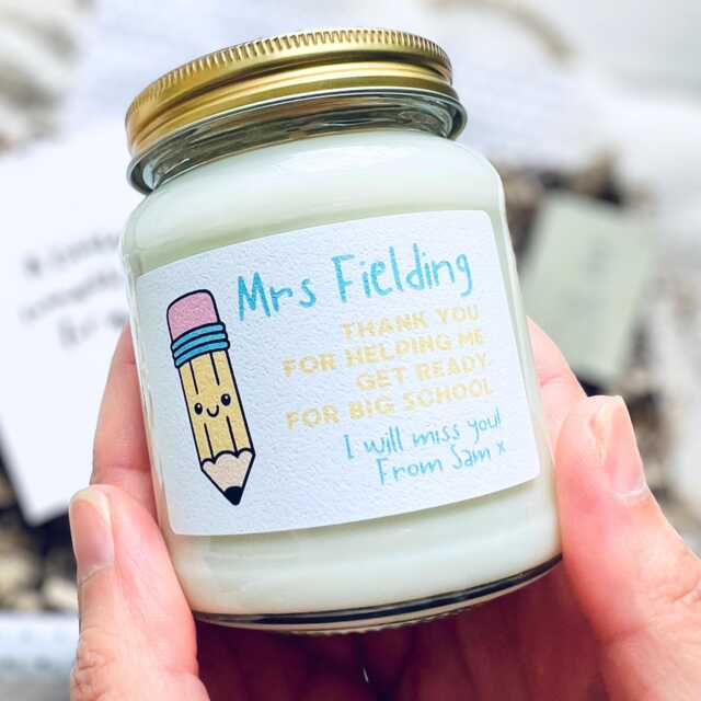 Ready For Big School Personalised Teacher Gift Candle - Childminder Nursery Pre Graduation Teaching Assistant - image 1